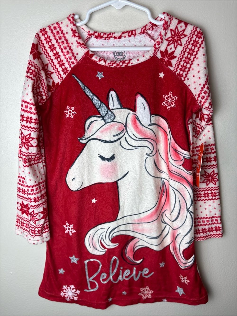 Girls' Red Unicorn 'Believe' Long-Sleeve Top 4-5y